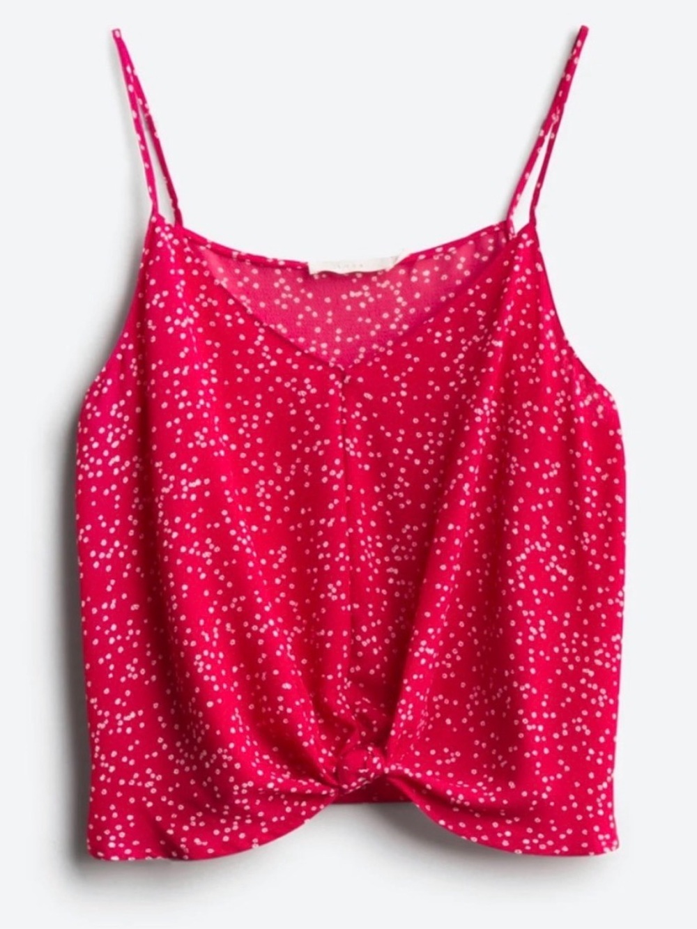 Lush Red with white Floral Twist-Front Camisole